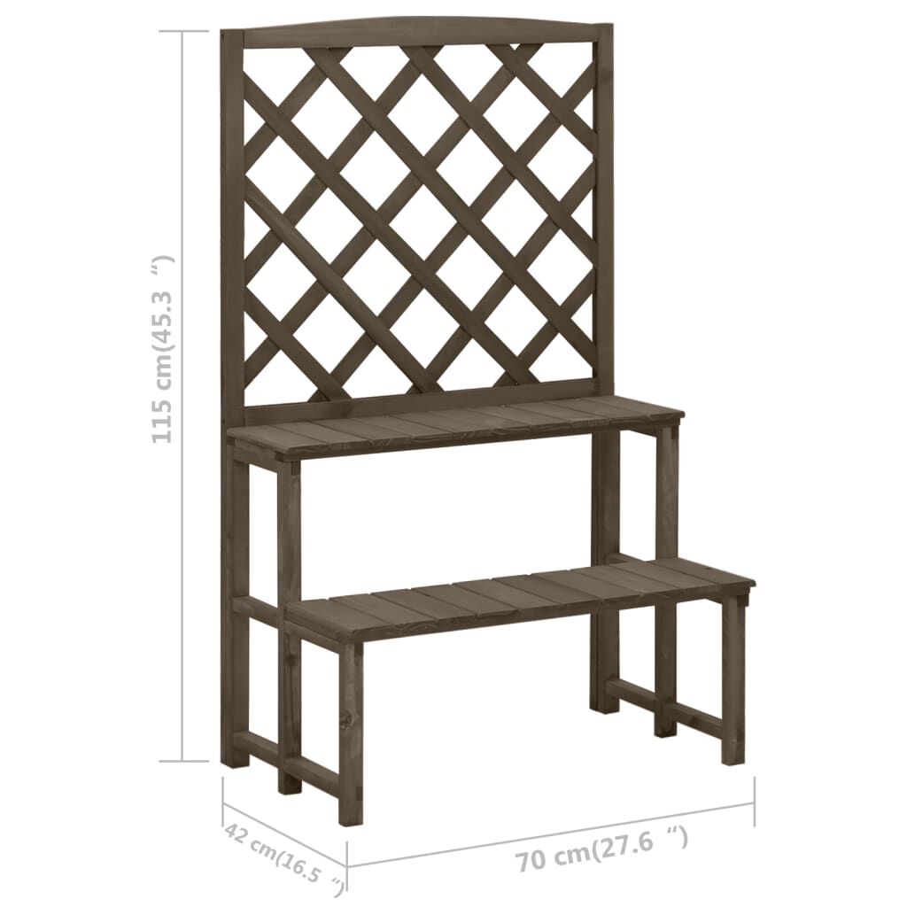 Plant Stand with Trellis Grey 70x42x115 cm Solid Fir Wood Price