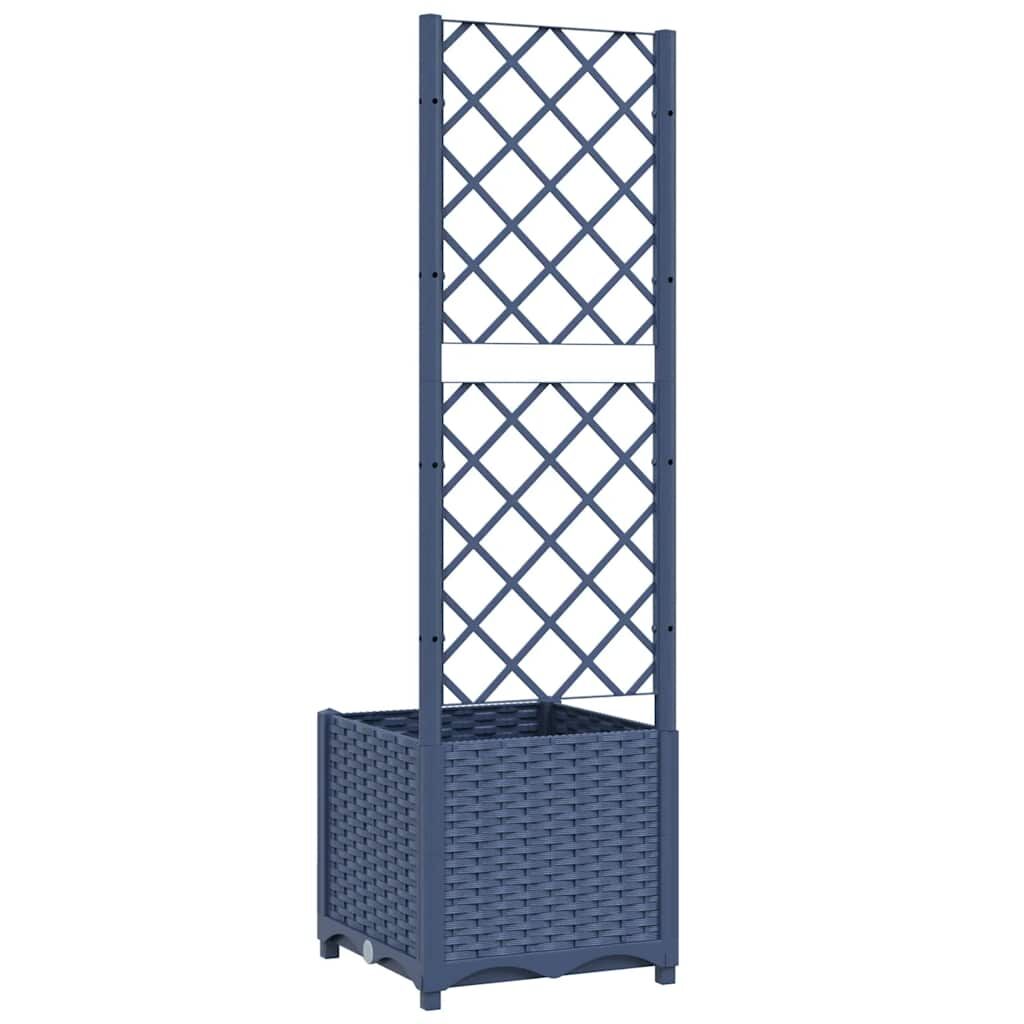 Garden Planter with Trellis Blue Grey 40x40x136 cm PP Price