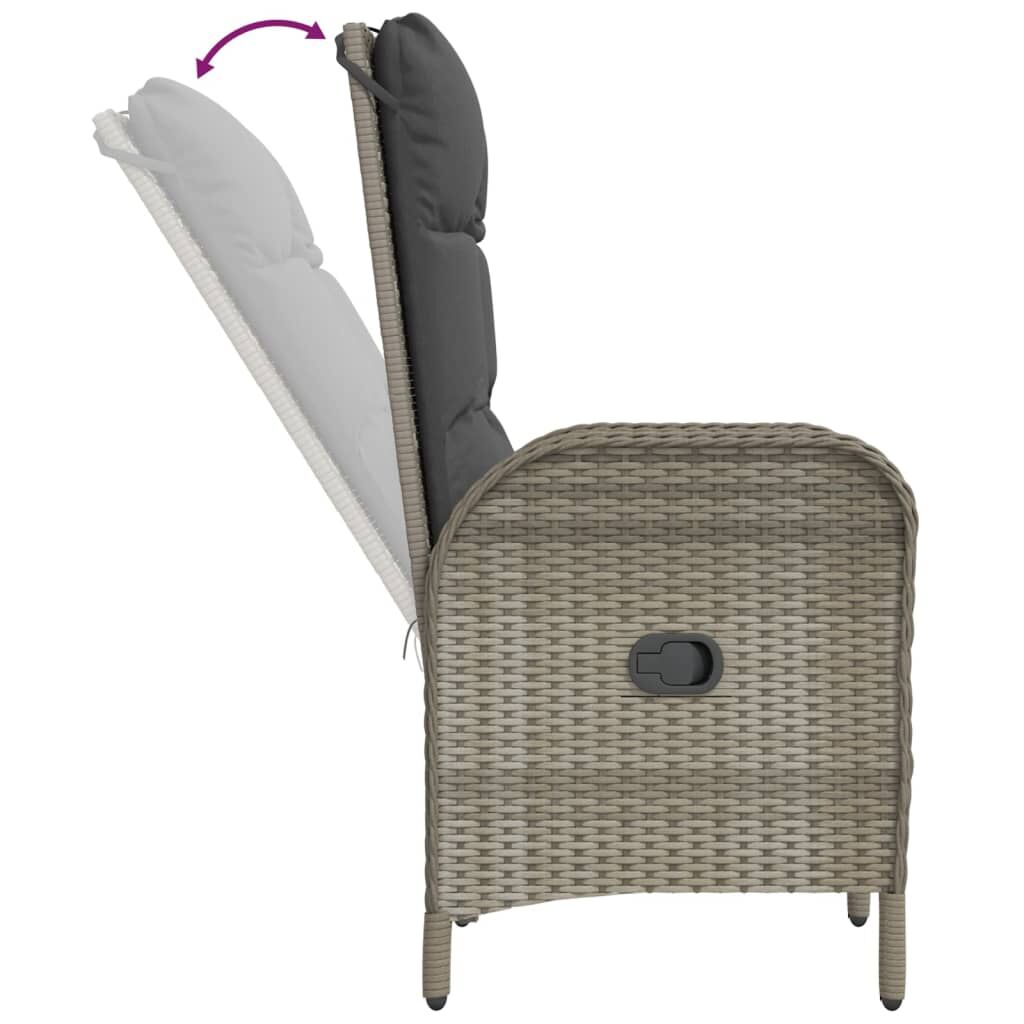 7 Piece Garden Dining Set with Cushions Grey Poly Rattan Price