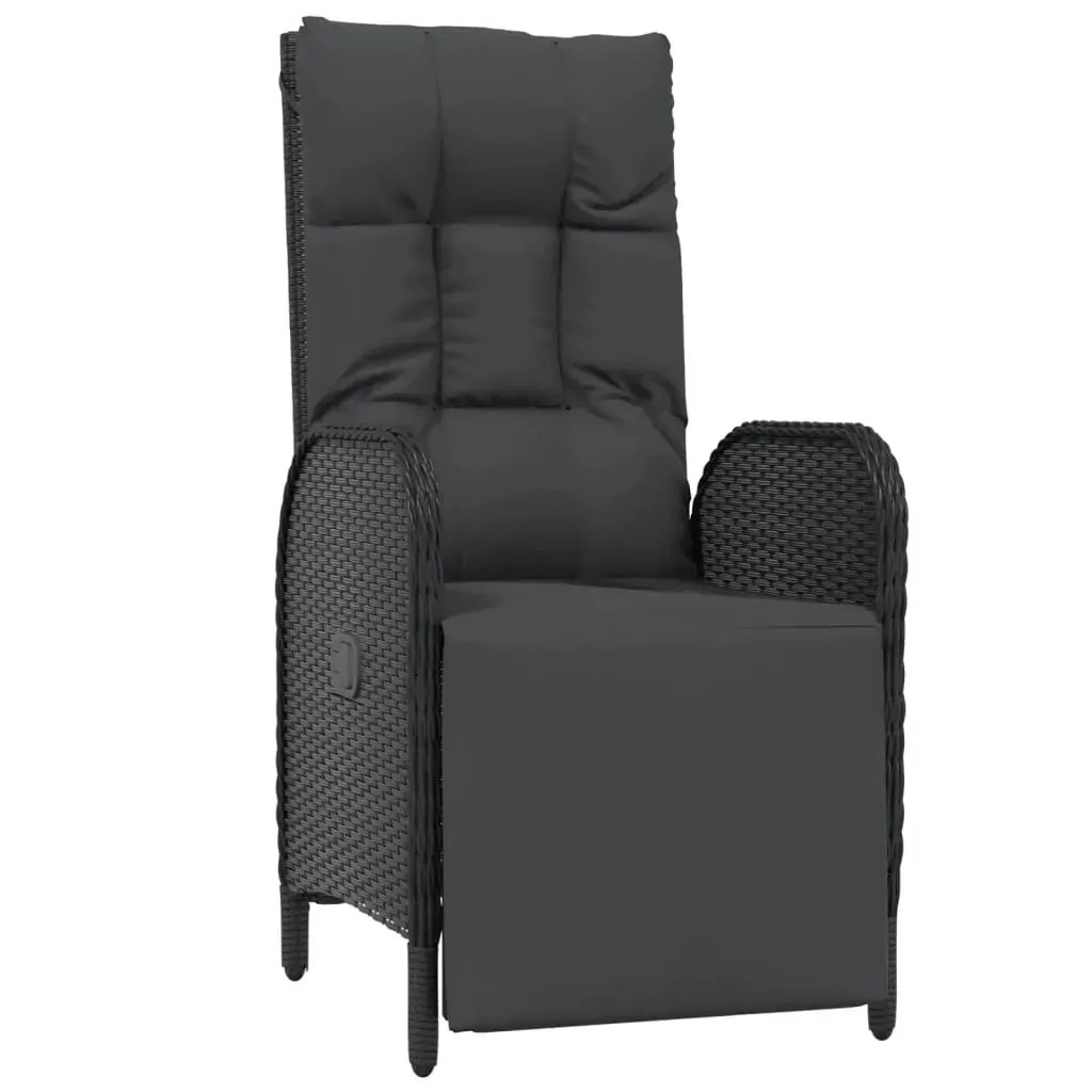 5 Piece Garden Dining Set with Cushions Black Poly Rattan Price