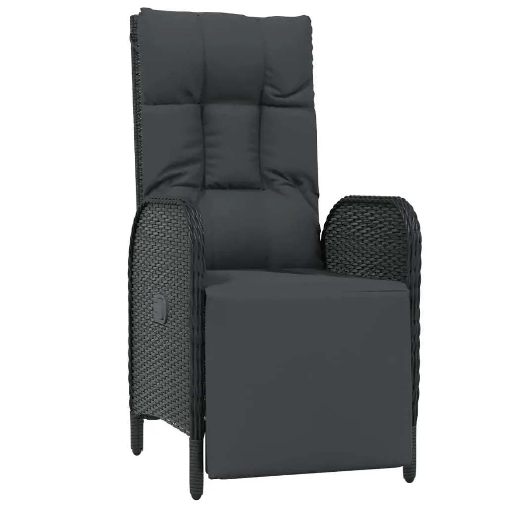 7 Piece Garden Dining Set with Cushions Black Poly Rattan Price
