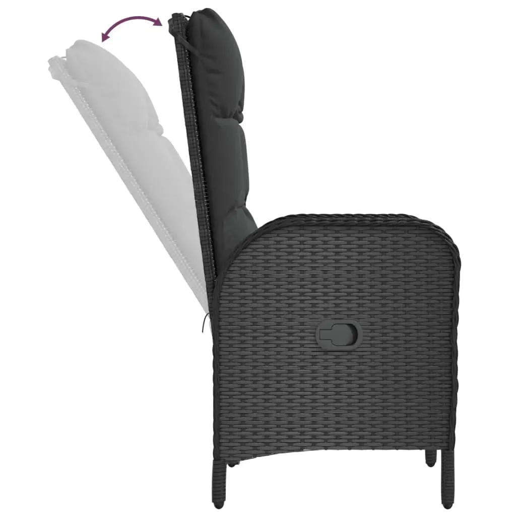 3 Piece Garden Dining Set with Cushions Black Poly Rattan Price
