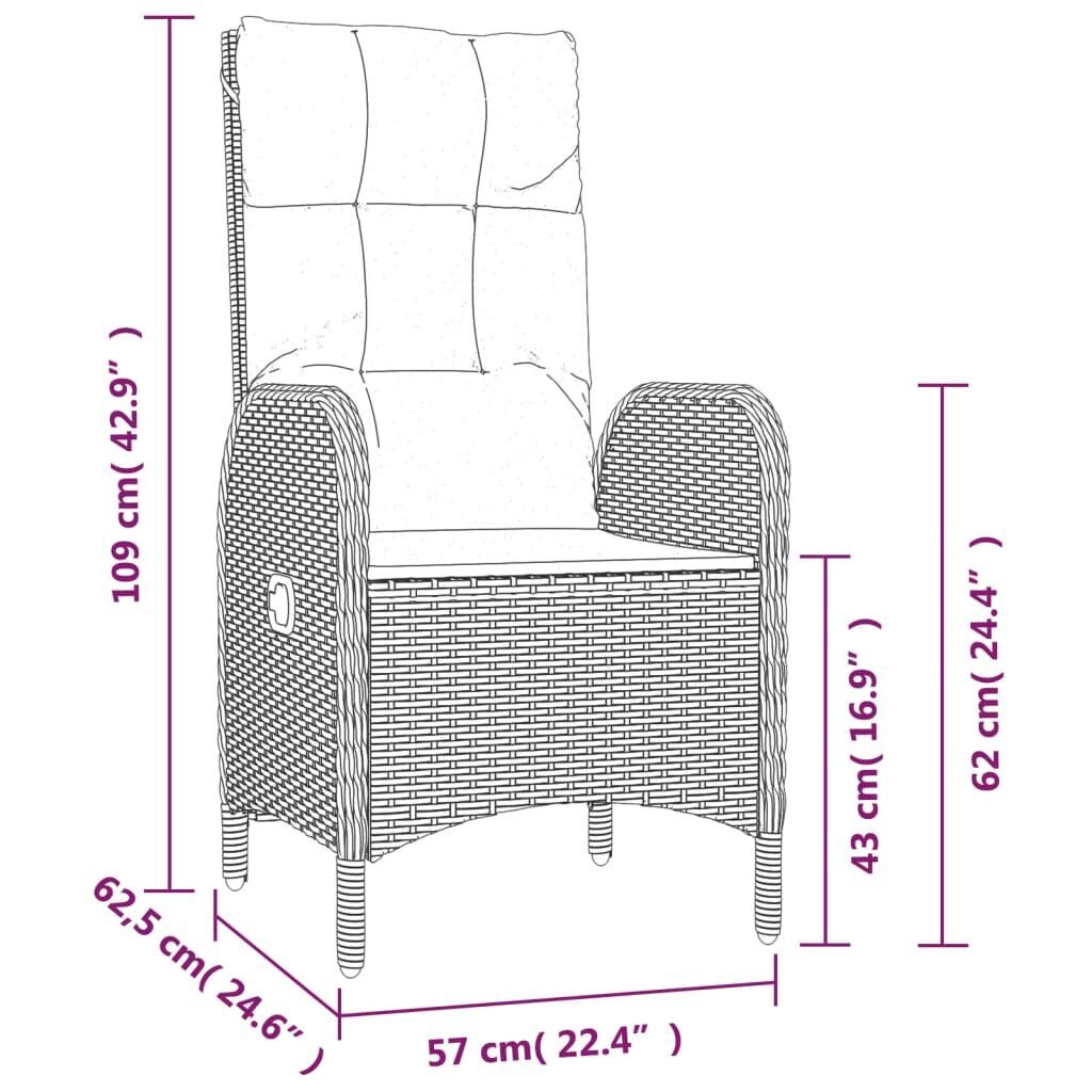 3 Piece Garden Dining Set with Cushions Black Poly Rattan Price