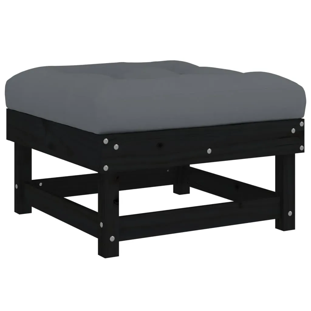5 Piece Garden Lounge Set with Cushions Black Solid Wood Price