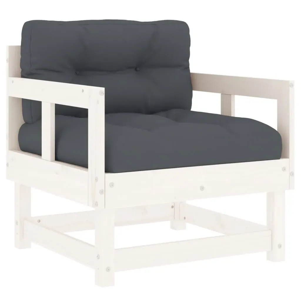 7 Piece Garden Lounge Set with Cushions White Solid Wood Price