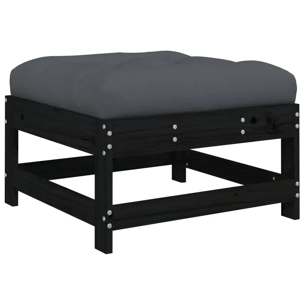 8 Piece Garden Lounge Set with Cushions Black Solid Wood Price