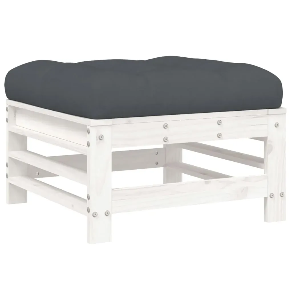 8 Piece Garden Lounge Set with Cushions White Solid Wood Price