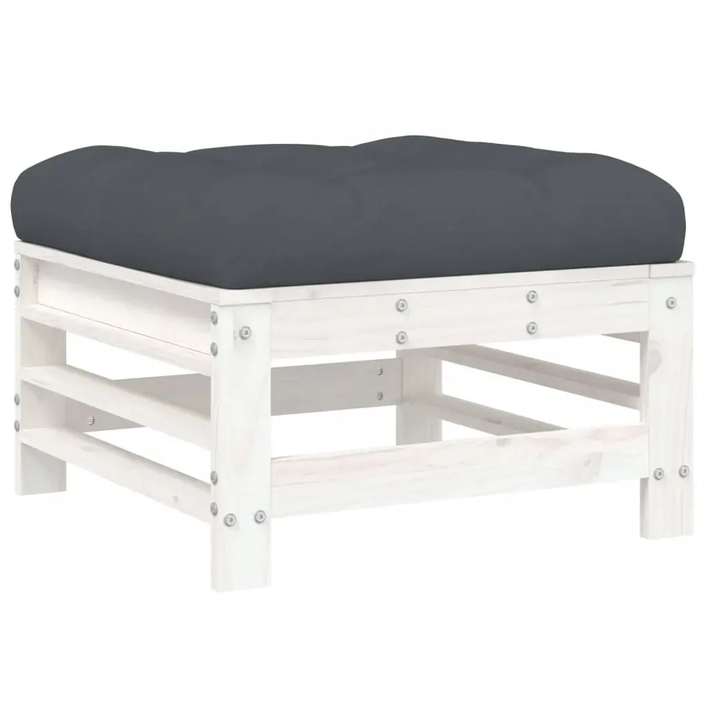 8 Piece Garden Lounge Set with Cushions White Solid Wood Price