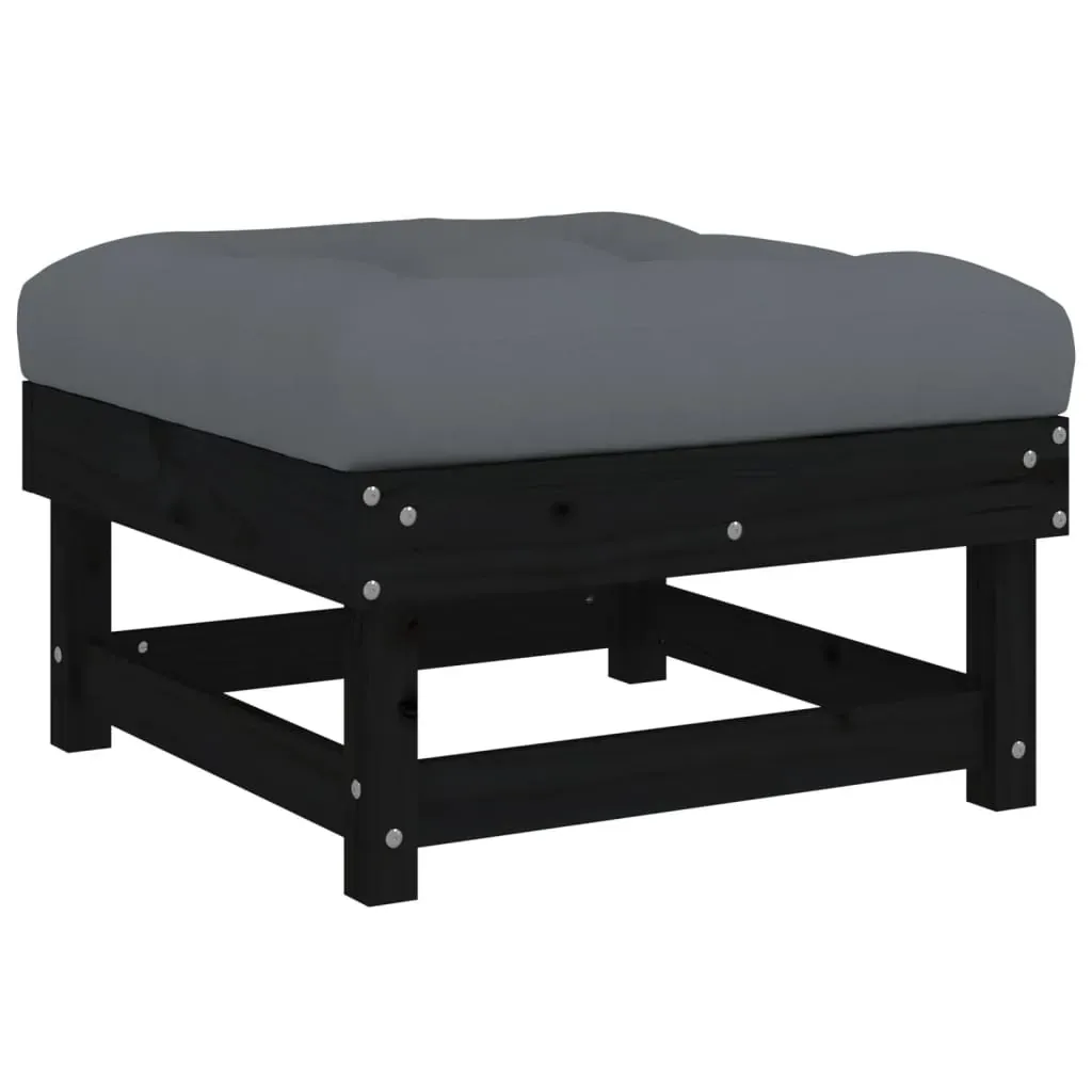 6 Piece Garden Lounge Set with Cushions Black Solid Wood Price