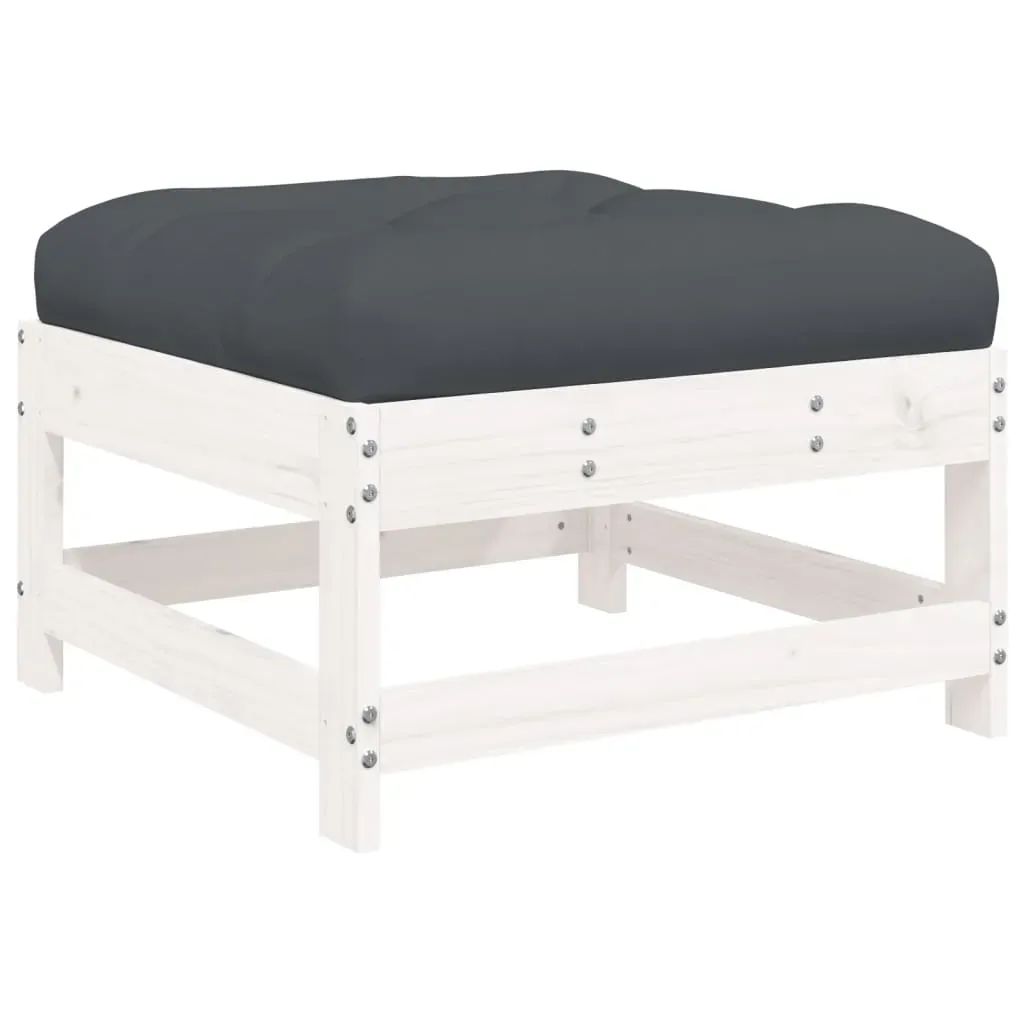 6 Piece Garden Lounge Set with Cushions White Solid Wood Price