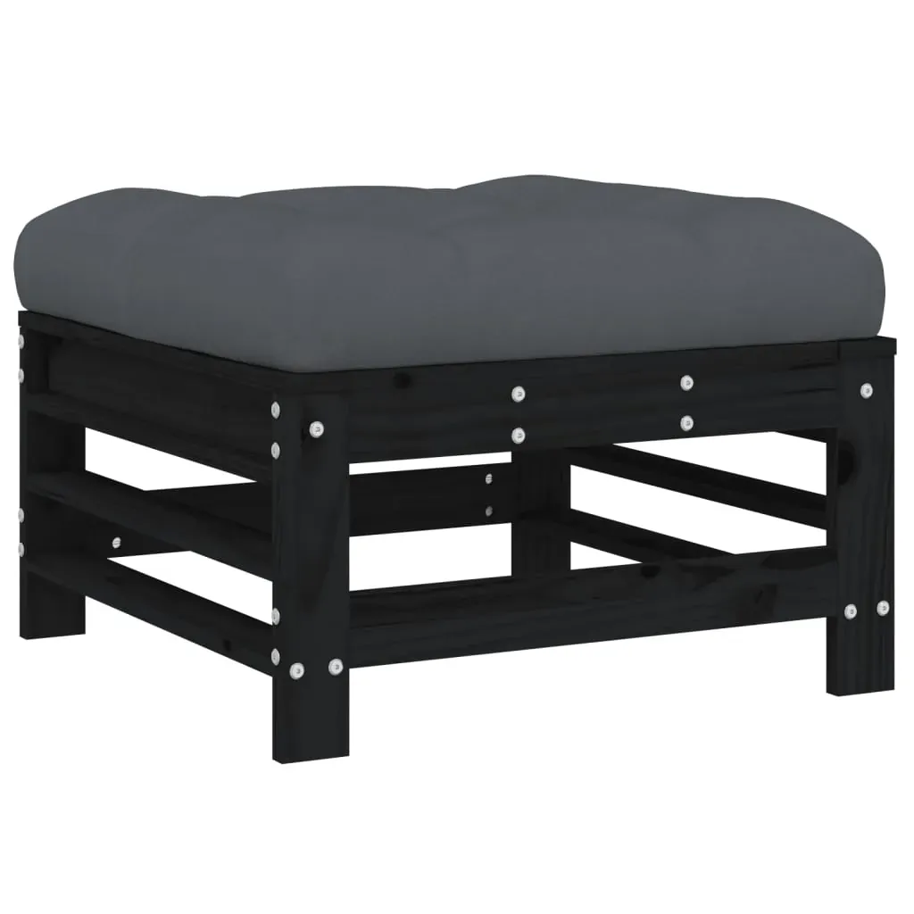 6 Piece Garden Lounge Set with Cushions Black Solid Wood Price