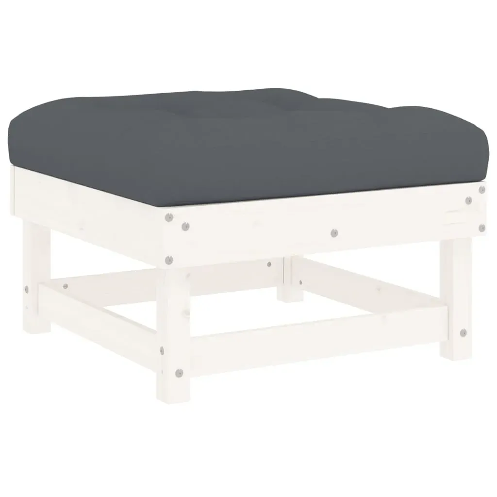 7 Piece Garden Lounge Set with Cushions White Solid Wood Price