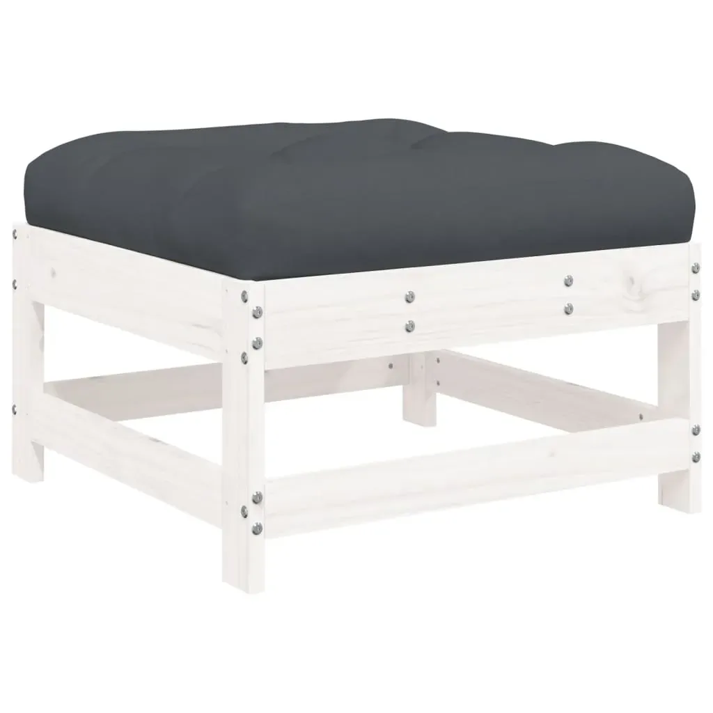 6 Piece Garden Lounge Set with Cushions White Solid Wood Price