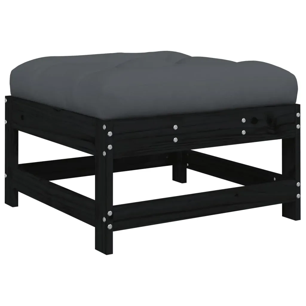 5 Piece Garden Lounge Set with Cushions Black Solid Wood Price