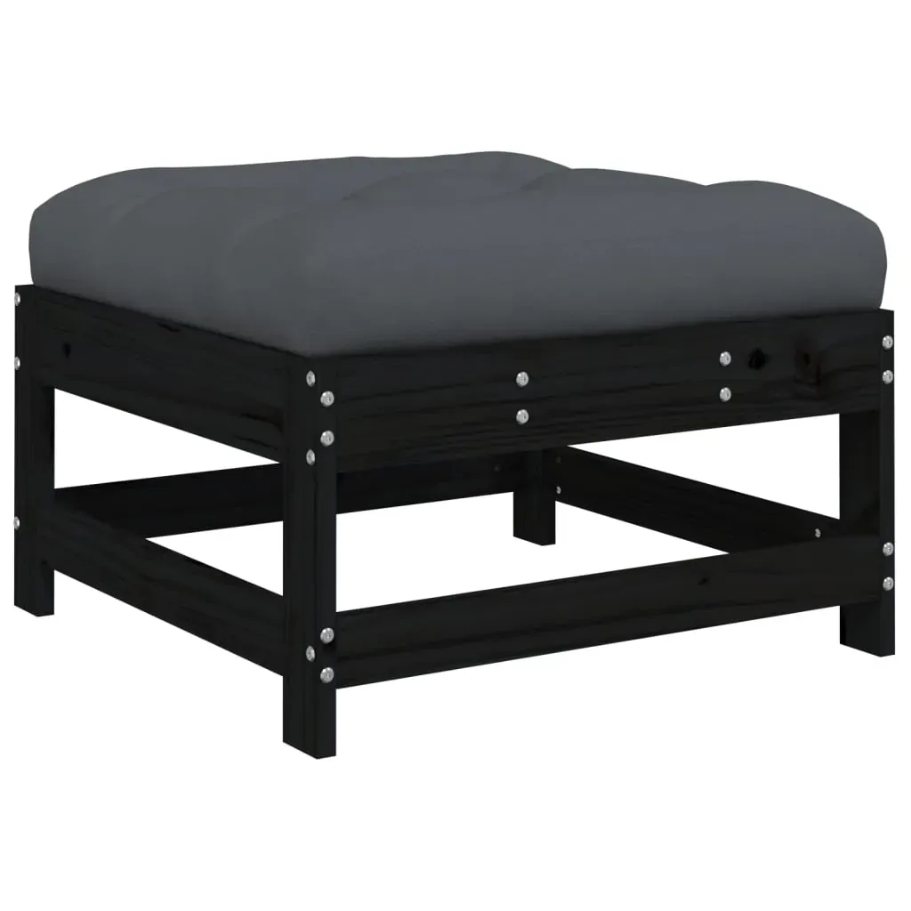 5 Piece Garden Lounge Set with Cushions Black Solid Wood Price