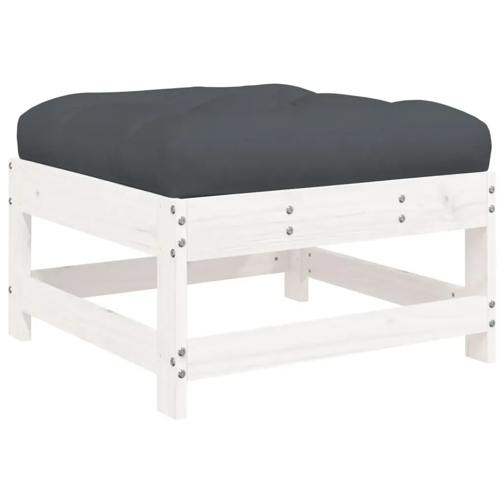 5 Piece Garden Lounge Set with Cushions White Solid Wood Price