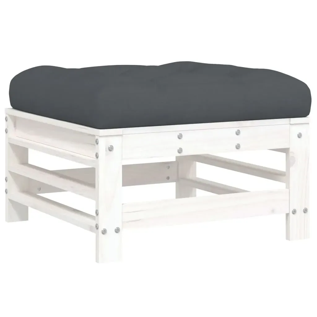 5 Piece Garden Lounge Set with Cushions White Solid Wood Price