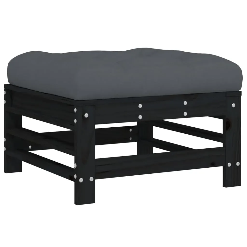 5 Piece Garden Lounge Set with Cushions Black Solid Wood Price