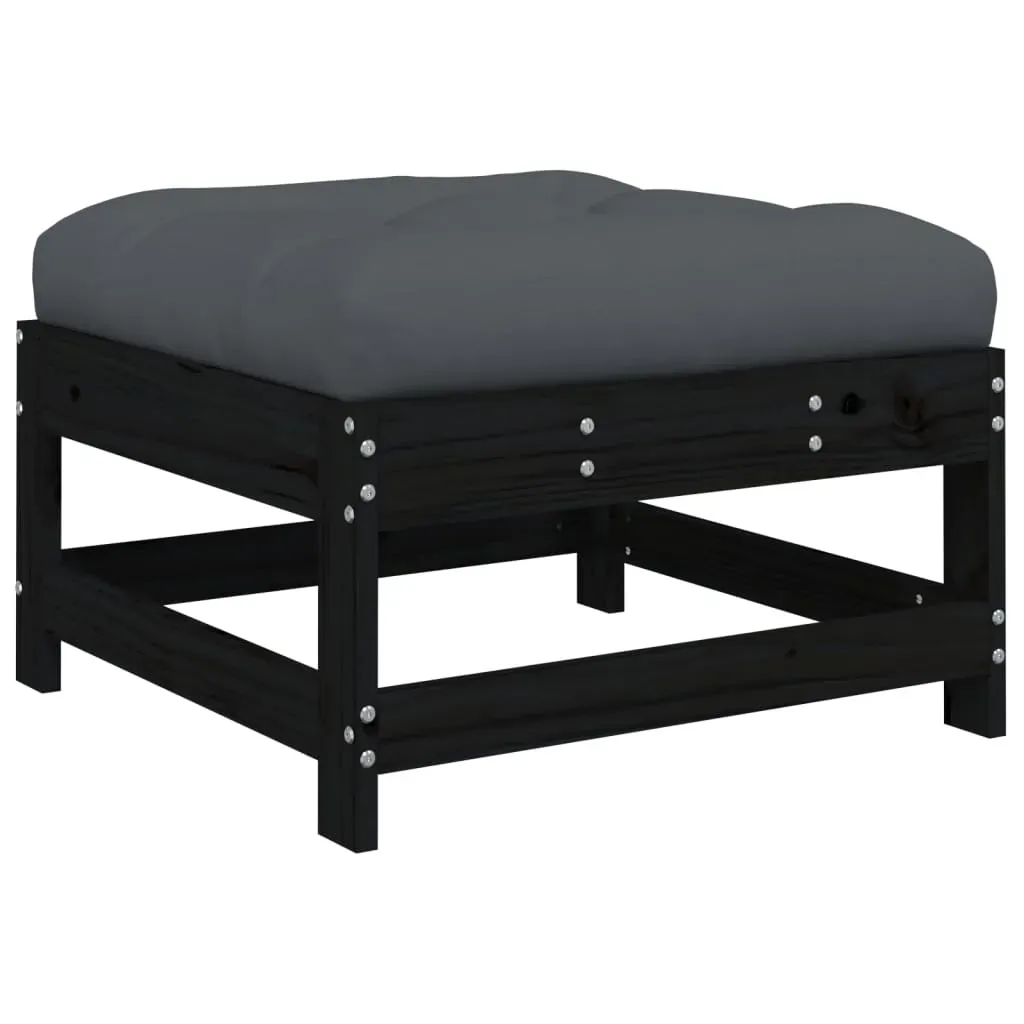 10 Piece Garden Lounge Set with Cushions Black Solid Wood Price