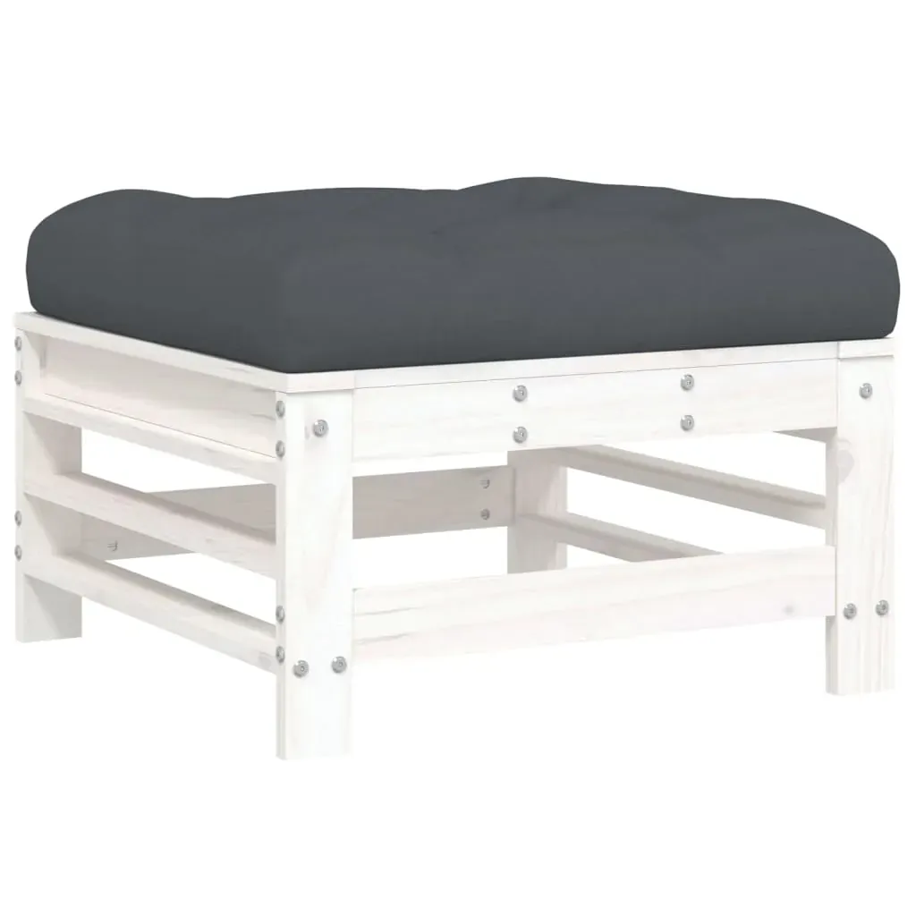 10 Piece Garden Lounge Set with Cushions White Solid Wood Price