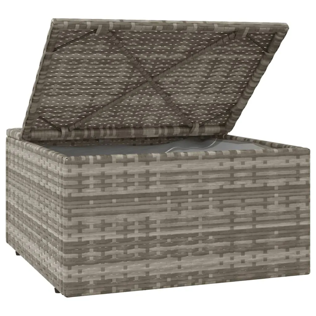 Garden Footrest with Cushion Grey 55x55x30 cm Poly Rattan Price