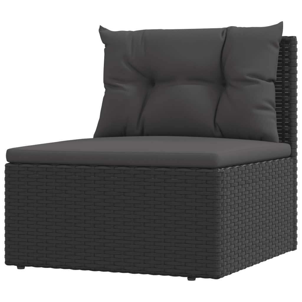7 Piece Garden Lounge Set with Cushions Black Poly Rattan Price