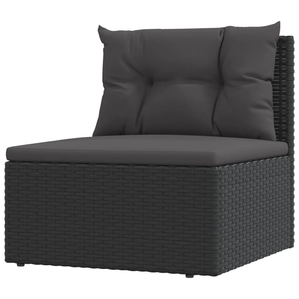 5 Piece Garden Lounge Set with Cushions Black Poly Rattan Price