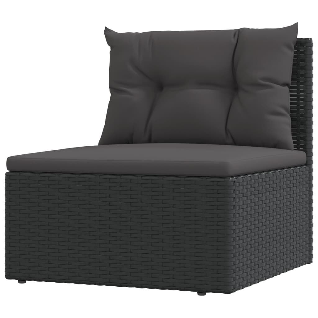 10 Piece Outdoor Sofa Set with Cushions Black Poly Rattan Price