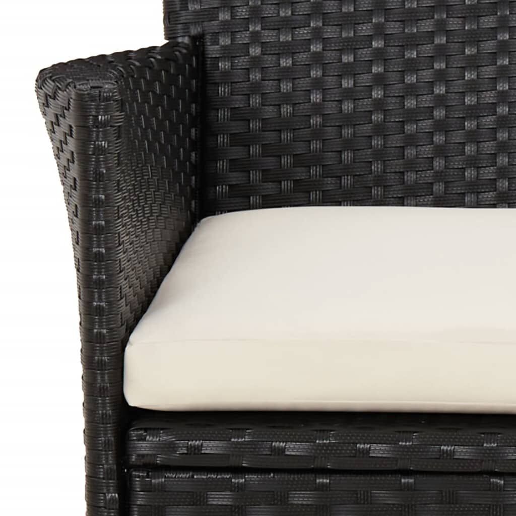 3 Piece Garden Bistro Set with Cushions Black Poly Rattan Price