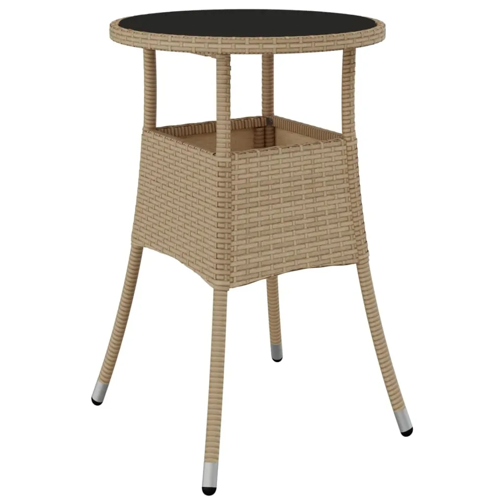 3 Piece Garden Bistro Set with Cushions Beige Poly Rattan Price