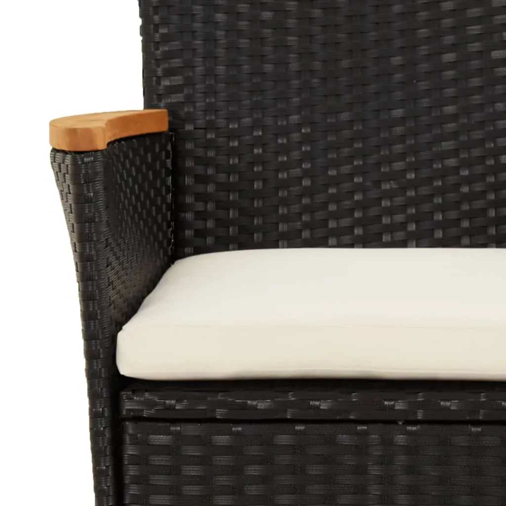 5 Piece Garden Bistro Set with Cushions Black Poly Rattan Price