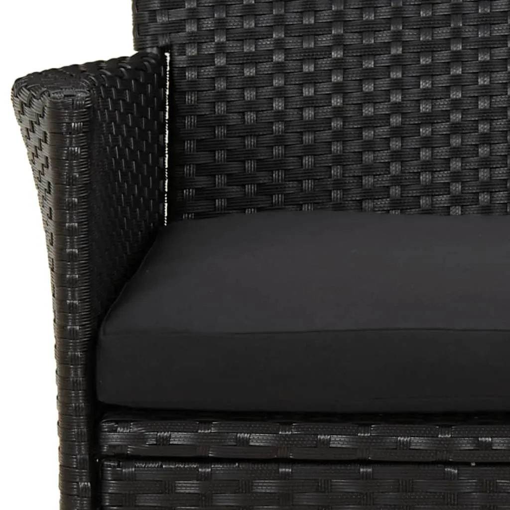 5 Piece Garden Bistro Set with Cushions Black Poly Rattan Price