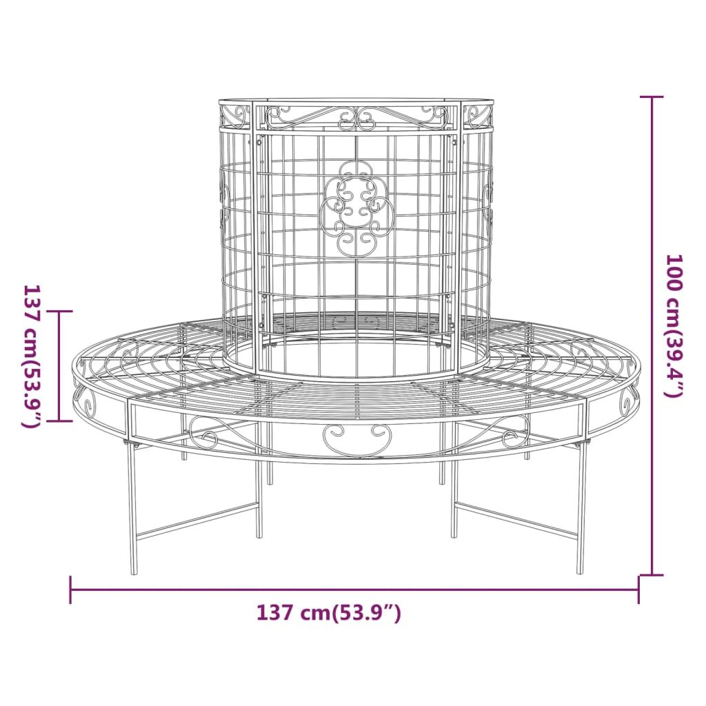 Round Tree Bench Ø137 cm Black Steel Price