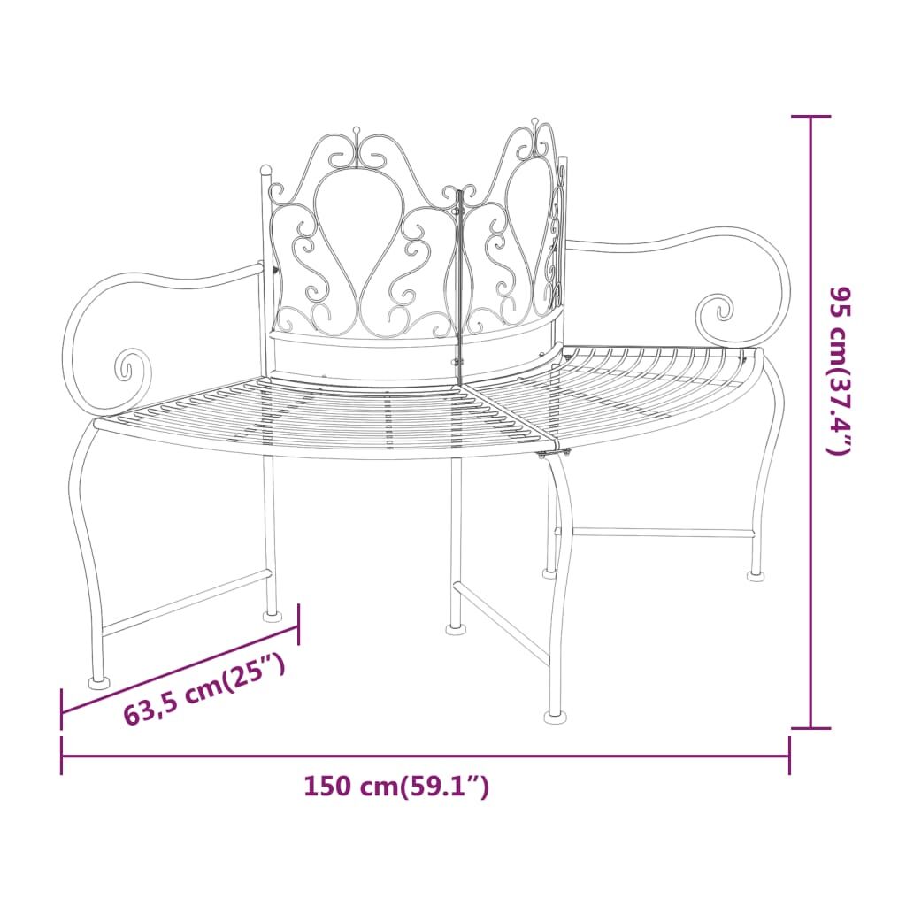 Tree Bench 150 cm Black Steel Price