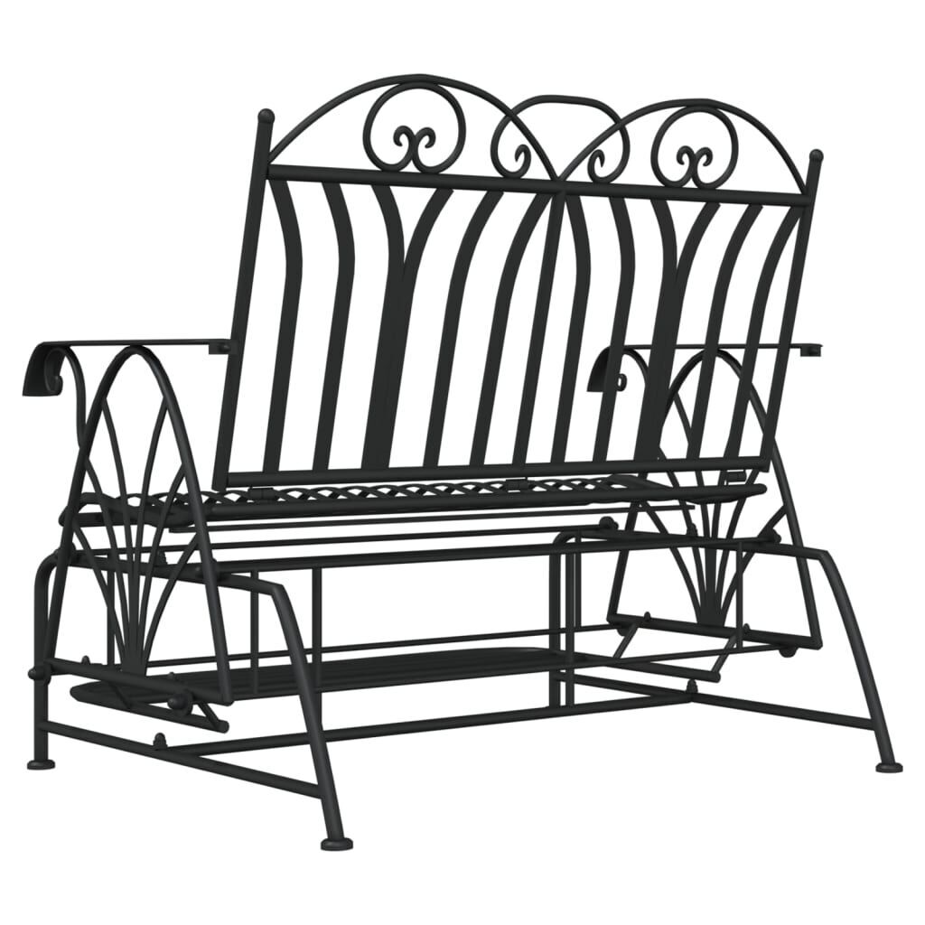 2-Seater Glider Bench 114 cm Black Steel Price