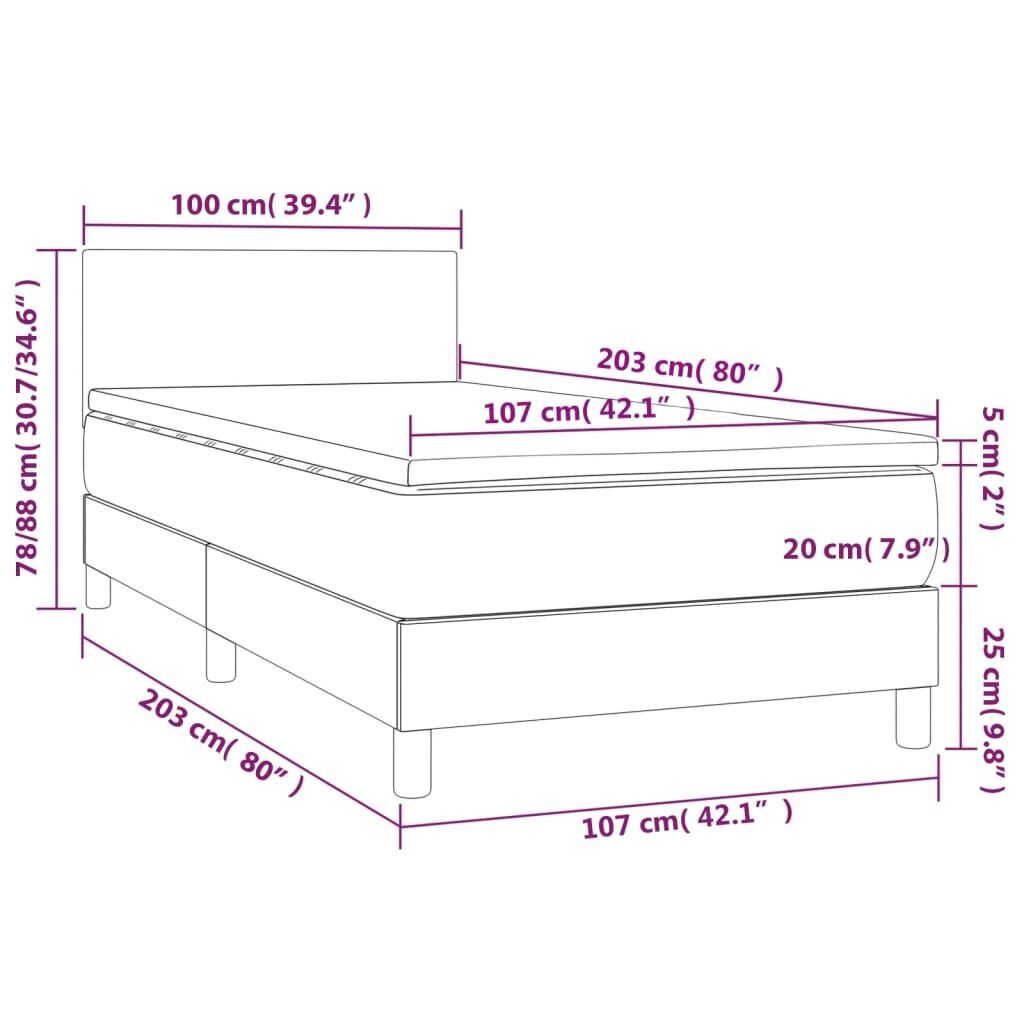 Box Spring Bed with Mattress Dark Grey 100x200 cm Fabric Price