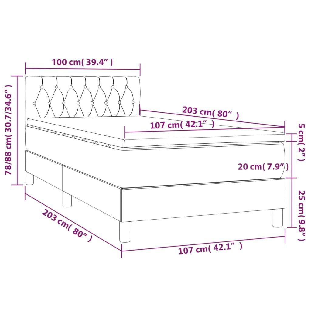 Box Spring Bed with Mattress Dark Grey 100x200 cm Fabric Price