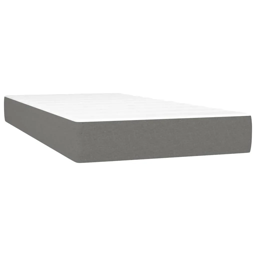 Box Spring Bed with Mattress&LED Dark Grey 100x200cm Fabric Price