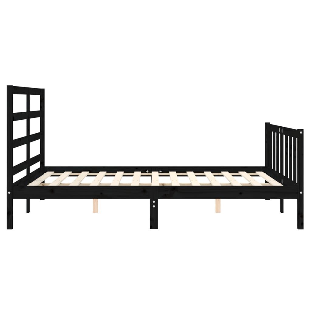 Bed Frame without Mattress Black 150x200 cm Solid Wood Pine Price