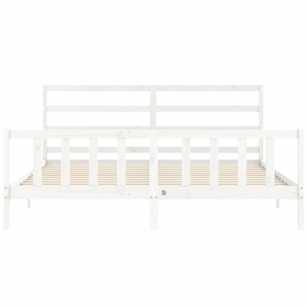 Bed Frame without Mattress White 183x203 cm King Solid Wood Pine Price