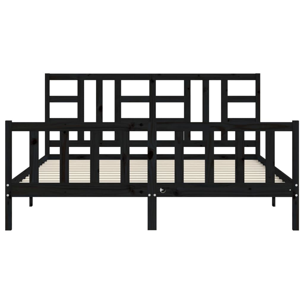 Bed Frame without Mattress Black 183x203 cm King Solid Wood Pine Price