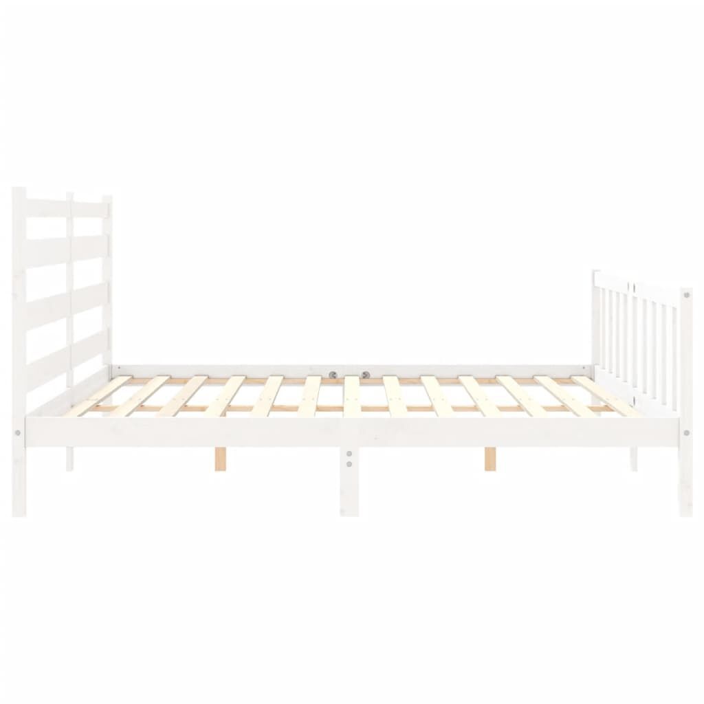 Bed Frame without Mattress White 183x203 cm King Solid Wood Pine Price