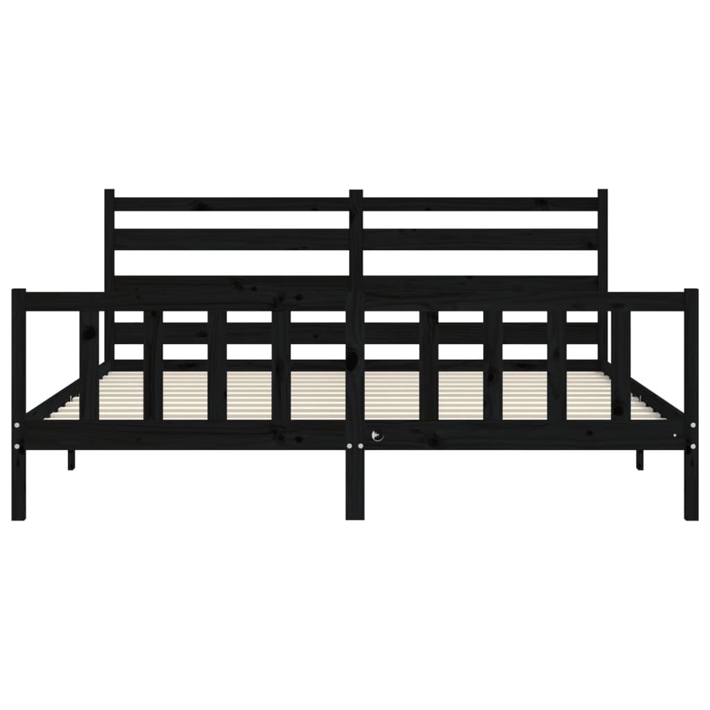Bed Frame without Mattress Black 183x203 cm King Solid Wood Pine Price