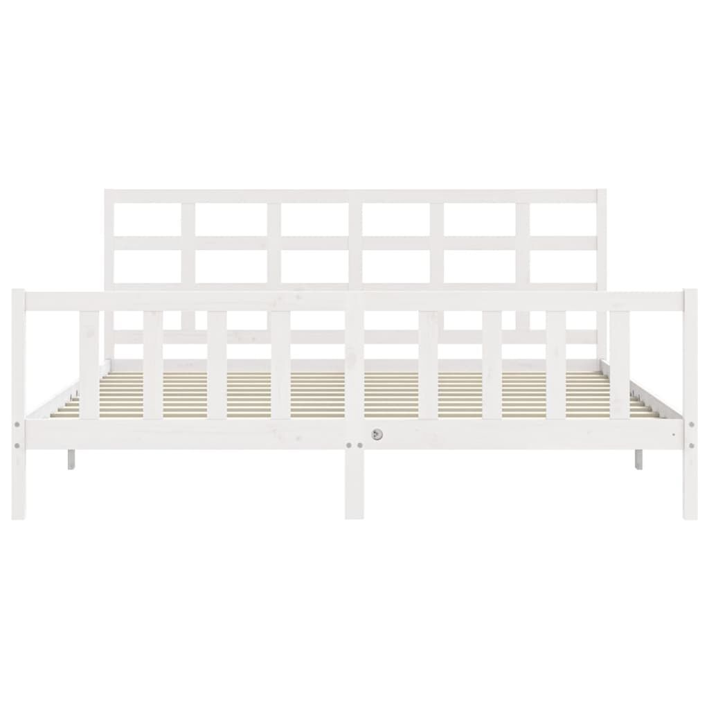 Bed Frame without Mattress White 183x203 cm King Solid Wood Pine Price