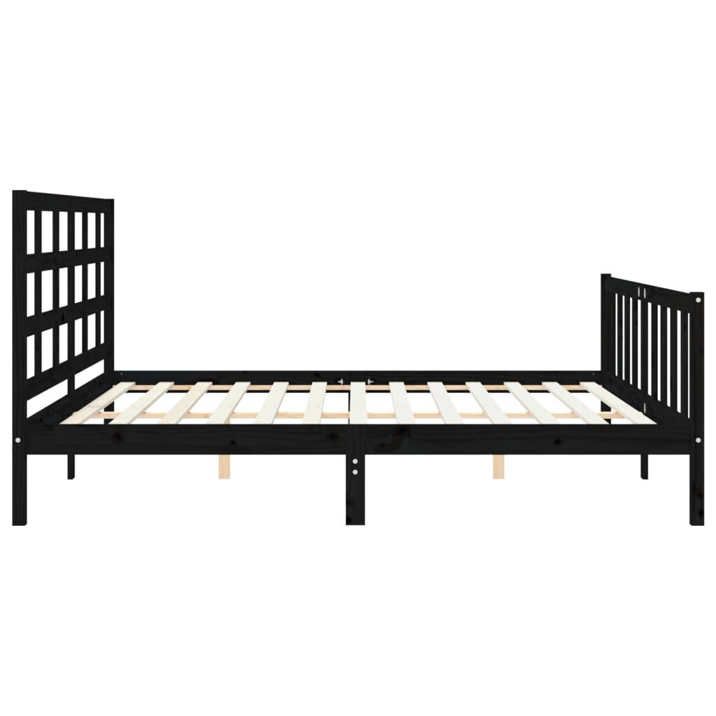 Bed Frame without Mattress Black 183x203 cm King Solid Wood Pine Price