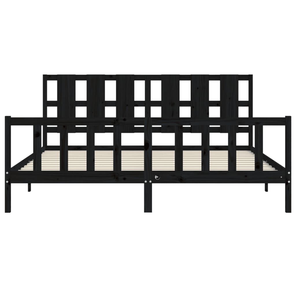 Bed Frame without Mattress Black 183x203 cm King Solid Wood Pine Price