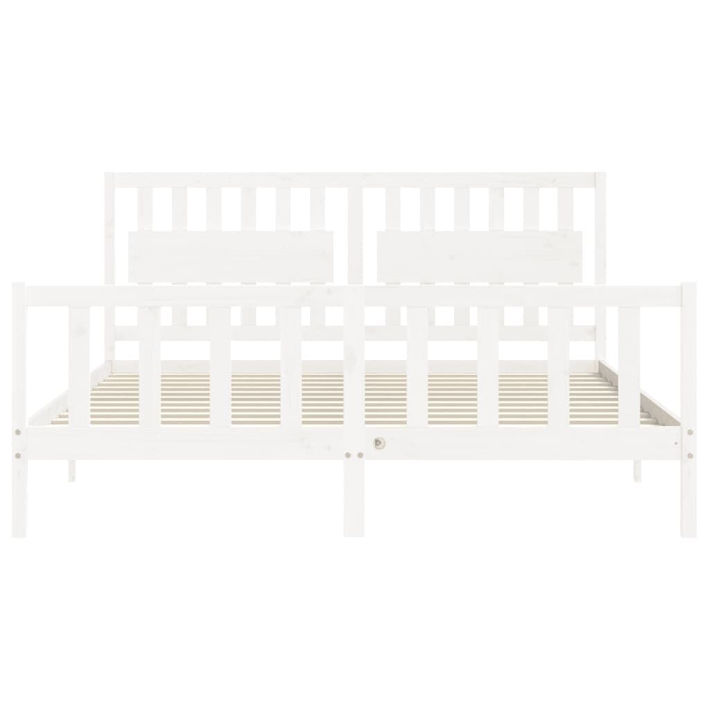 Bed Frame without Mattress White 183x203 cm King Solid Wood Pine Price