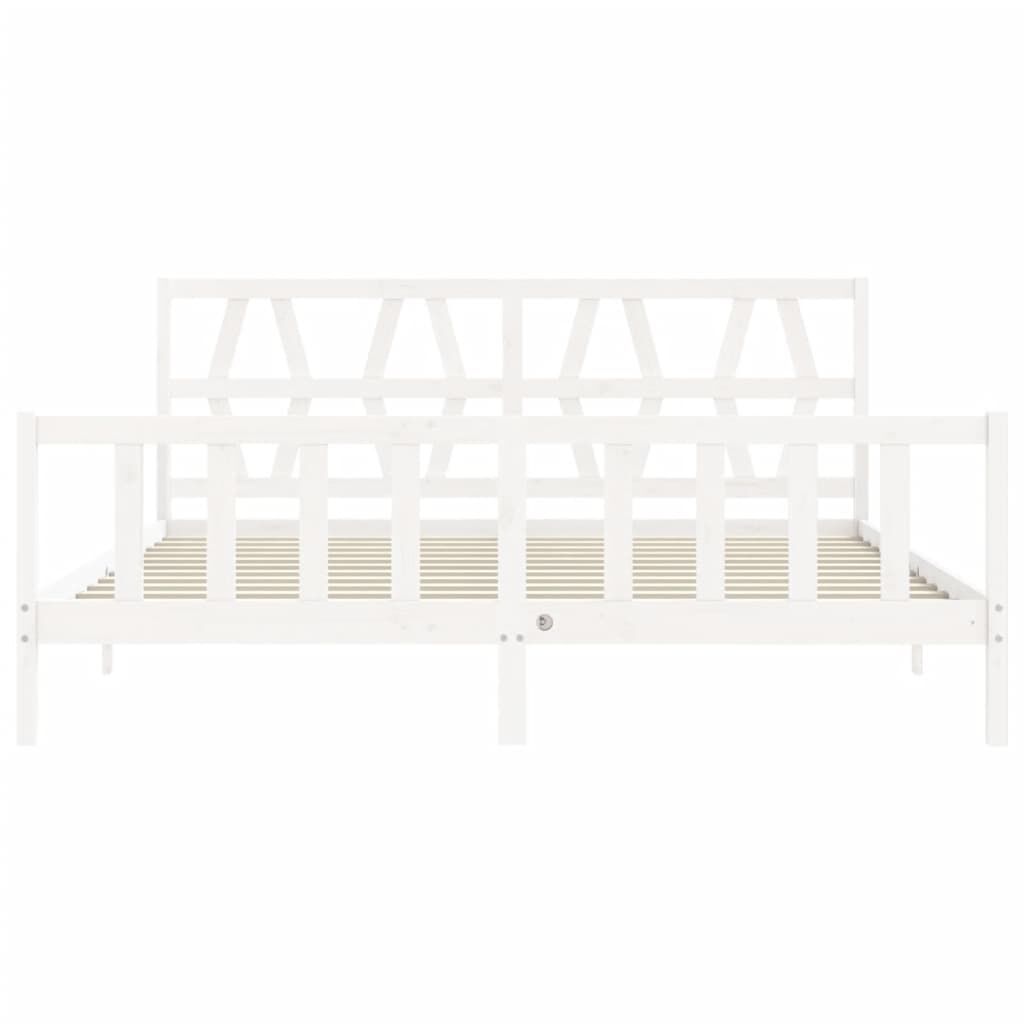 Bed Frame without Mattress White 183x203 cm King Solid Wood Pine Price