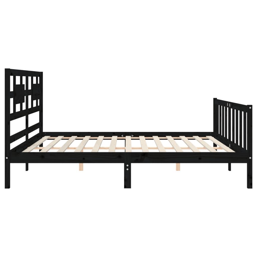 Bed Frame without Mattress Black 183x203 cm King Solid Wood Pine Price
