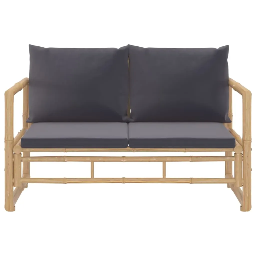 2 Piece Garden Lounge Set with Dark Grey Cushions Bamboo Price